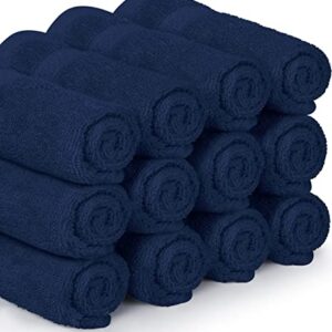 Utopia Towels Premium Bundle - Cotton Washcloths Navy (12x12 inches),Pack of 12 with Navy Hand Towels (16 x 28 inches), Pack of 6