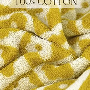 4 Pack Cotton Hand Towels for Bathroom Kitchen - Soft and Quick Drying Face Towels Checkered Floral Yellow, 410 GSM, 29” x 13”