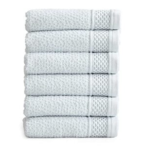 market & place 100% cotton super soft luxury hand towel set | quick-dry and highly absorbent | popcorn textured | 500 gsm | includes 6 hand towels | park avenue collection (spa blue)