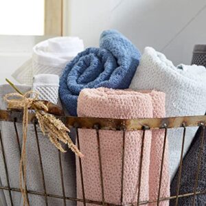 Market & Place 100% Cotton Super Soft Luxury Hand Towel Set | Quick-Dry and Highly Absorbent | Popcorn Textured | 500 GSM | Includes 6 Hand Towels | Park Avenue Collection (Spa Blue)