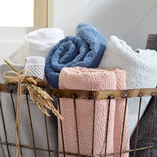 Market & Place 100% Cotton Super Soft Luxury Hand Towel Set | Quick-Dry and Highly Absorbent | Popcorn Textured | 500 GSM | Includes 6 Hand Towels | Park Avenue Collection (Spa Blue)