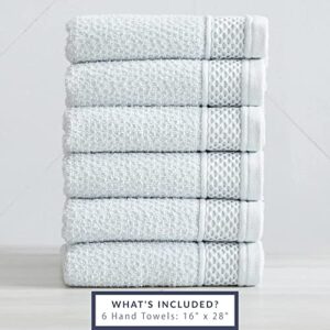 Market & Place 100% Cotton Super Soft Luxury Hand Towel Set | Quick-Dry and Highly Absorbent | Popcorn Textured | 500 GSM | Includes 6 Hand Towels | Park Avenue Collection (Spa Blue)