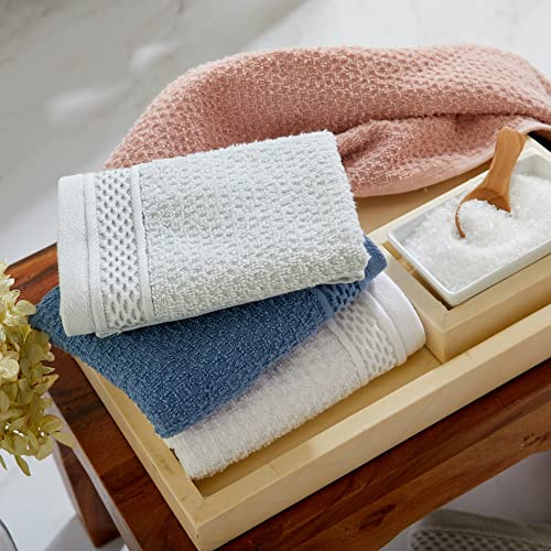 Market & Place 100% Cotton Super Soft Luxury Hand Towel Set | Quick-Dry and Highly Absorbent | Popcorn Textured | 500 GSM | Includes 6 Hand Towels | Park Avenue Collection (Spa Blue)