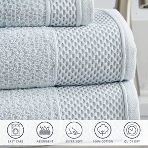 Market & Place 100% Cotton Super Soft Luxury Hand Towel Set | Quick-Dry and Highly Absorbent | Popcorn Textured | 500 GSM | Includes 6 Hand Towels | Park Avenue Collection (Spa Blue)