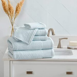 Market & Place 100% Cotton Super Soft Luxury Hand Towel Set | Quick-Dry and Highly Absorbent | Popcorn Textured | 500 GSM | Includes 6 Hand Towels | Park Avenue Collection (Spa Blue)