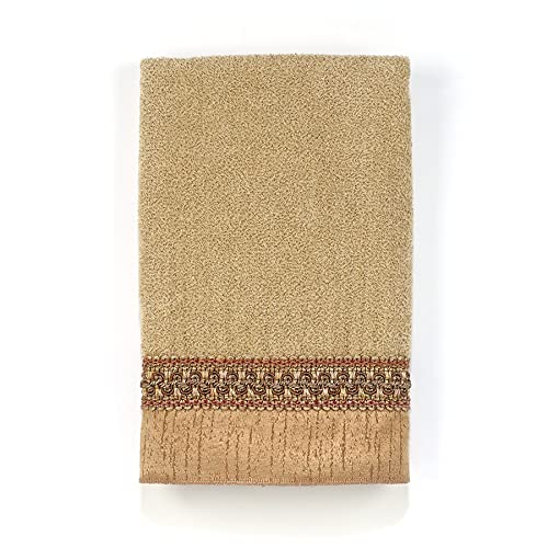 Avanti Linens - Hand Towel, Soft & Absorbent Cotton Towel (Braided Cuff Collection, Gold)