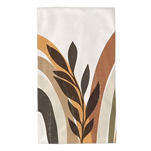 VARUN Cute Boho Leaves Long Hand Towels Abstract Colorful Background Wild Plant Art Design Ultra Soft Towel Absorbent Luxury Towels for Bathroom Hotel Gym and Spa 27.5x15.7in