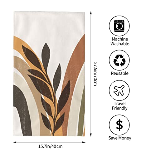 VARUN Cute Boho Leaves Long Hand Towels Abstract Colorful Background Wild Plant Art Design Ultra Soft Towel Absorbent Luxury Towels for Bathroom Hotel Gym and Spa 27.5x15.7in