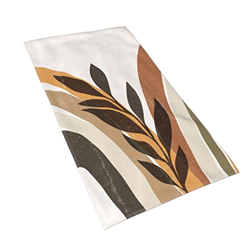 VARUN Cute Boho Leaves Long Hand Towels Abstract Colorful Background Wild Plant Art Design Ultra Soft Towel Absorbent Luxury Towels for Bathroom Hotel Gym and Spa 27.5x15.7in