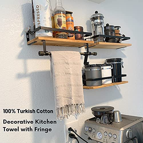 MyAprils Turkish Towels for Bathroom - Decorative Hand Towel, 100% Cotton Stone Washed, Turkish Kitchen Towels with Fringe, Farmhouse Bathroom Decor Hand Face Towel 20 x 39 - Stone Beige