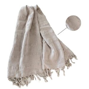 MyAprils Turkish Towels for Bathroom - Decorative Hand Towel, 100% Cotton Stone Washed, Turkish Kitchen Towels with Fringe, Farmhouse Bathroom Decor Hand Face Towel 20 x 39 - Stone Beige