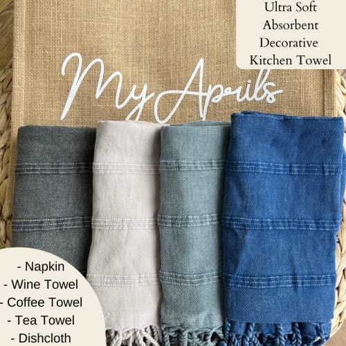 MyAprils Turkish Towels for Bathroom - Decorative Hand Towel, 100% Cotton Stone Washed, Turkish Kitchen Towels with Fringe, Farmhouse Bathroom Decor Hand Face Towel 20 x 39 - Stone Beige