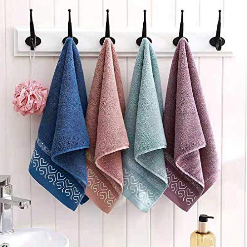 4 Pack 100% Cotton Hand Towels, Bathroom Hand Towels Set,Ultra Soft and Highly Absorbent ,Towel for Bath, Hand, Face, Gym and Spa (14x29inch) (Purple Blue Green Coffee)