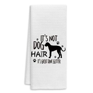 it’s not dog hair it’s great dane glitter hand towels kitchen towels dish towels,funny dog decor towels,dog lovers dog mom girls women gifts