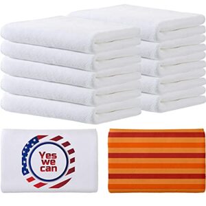 sublimation towels polyester blank white microfiber dish towels thick drying towel hand towel for bathroom and dish towel for kitchen, 32x12 inch (10 pieces)