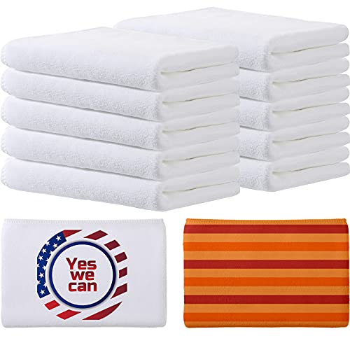 Sublimation Towels Polyester Blank White Microfiber Dish Towels Thick Drying Towel Hand Towel for Bathroom and Dish Towel for Kitchen, 32x12 Inch (10 Pieces)