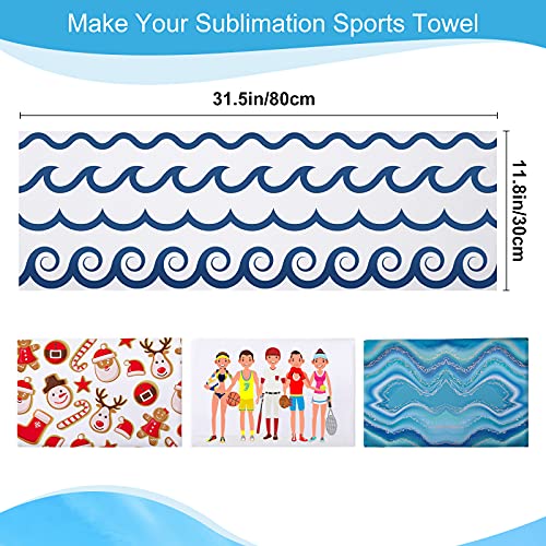 Sublimation Towels Polyester Blank White Microfiber Dish Towels Thick Drying Towel Hand Towel for Bathroom and Dish Towel for Kitchen, 32x12 Inch (10 Pieces)