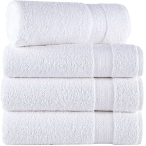 regal ruby white bath towels quick-dry high absorbent 100% turkish cotton lightweight towel for bathroom, guests, pool, gym, camp, travel, college dorm, shower