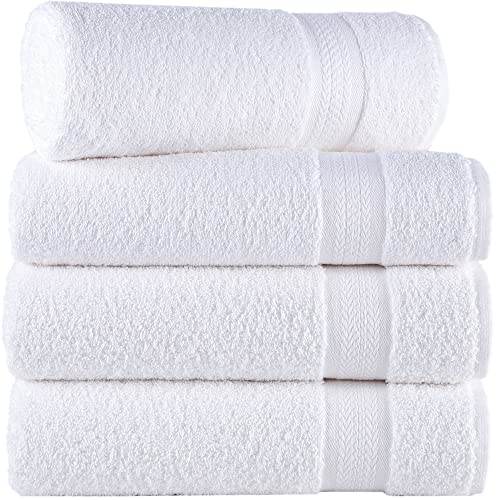 REGAL RUBY White Bath Towels Quick-Dry High Absorbent 100% Turkish Cotton Lightweight Towel for Bathroom, Guests, Pool, Gym, Camp, Travel, College Dorm, Shower