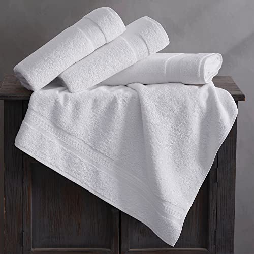 REGAL RUBY White Bath Towels Quick-Dry High Absorbent 100% Turkish Cotton Lightweight Towel for Bathroom, Guests, Pool, Gym, Camp, Travel, College Dorm, Shower