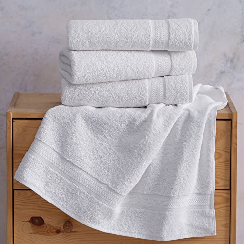 REGAL RUBY White Bath Towels Quick-Dry High Absorbent 100% Turkish Cotton Lightweight Towel for Bathroom, Guests, Pool, Gym, Camp, Travel, College Dorm, Shower