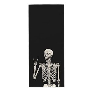 rock and roll skeleton hippie skull soft fingertip towels, hand towel, dish towel for kitchen all season 12 x 27.5 inches