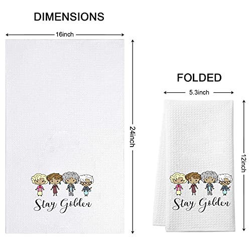 WCGXKO TV Show Inspired Stay Golden Kitchen Home Decor Hostess Gift Flour Sack Towel Dish Towel Hand Towel (Stay Golden Towel)