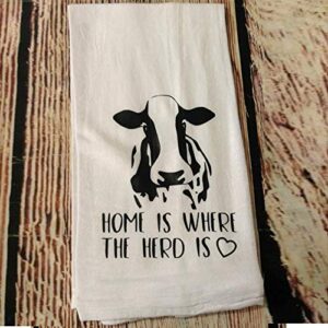 home is where the herd is kitchen dish towels washcloths farmhouse cow decor dishcloth bathroom towel white 17x 35 inch(35x75cm) color: home is where the herd is kitchen