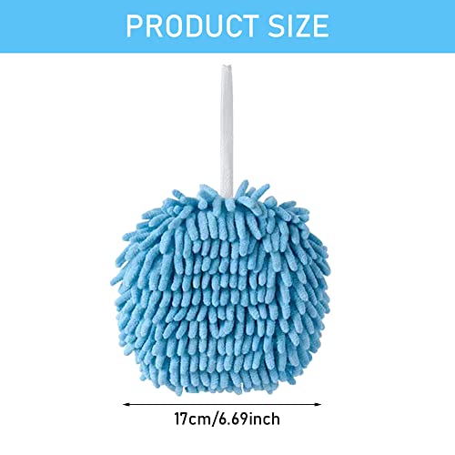 2pcs Soft Hand Drying Hanging Ball, High Absorbent Chenille Fuzzy Ball Plush Sponge Ball Shaped, Thick Drying Cloth Hand Towel for Home Kitchen & Bathroom(Size:2pcs)