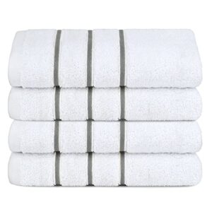 dorlion towels 4 packed white hand towel set, 100% turkish cotton hand towels for bathroom, 16x28 in white face towels, light gray