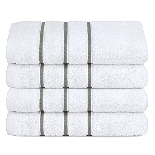 Dorlion Towels 4 Packed White Hand Towel Set, 100% Turkish Cotton Hand Towels for Bathroom, 16x28 in White Face Towels, Light Gray