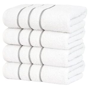 Dorlion Towels 4 Packed White Hand Towel Set, 100% Turkish Cotton Hand Towels for Bathroom, 16x28 in White Face Towels, Light Gray