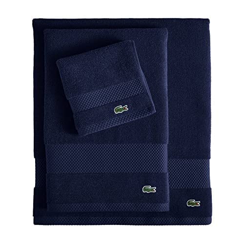 Lacoste Heritage Supima Cotton Wash Cloth, Navy, 13" x 13"