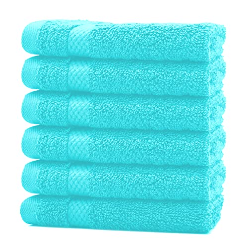 DAN RIVER 100% Cotton Face Towels 12 Pack - Premium Quality Washcloths Soft and Highly Absorbent Towels for Bathroom, Spa, Gym - Quick Dry Essential for Body and Daily Use 12x12 in, 600 GSM – Aqua