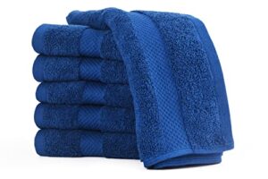 akti premium hand towels for bathroom,16x30 inches, 550 gsm, 6 piece set cotton towel, soft & fluffy, extra absorbent, quick dry towels for body – navy hand towels for daily use