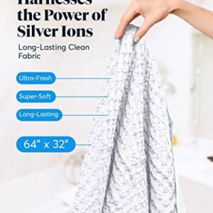 SUTERA - 2 Waffle Bath Towels and 2 Waffle Hand Towels Bundle (Gray and White Collection)