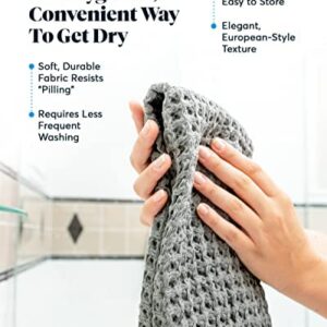 SUTERA - 2 Waffle Bath Towels and 2 Waffle Hand Towels Bundle (Gray and White Collection)