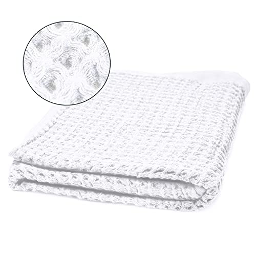 SUTERA - 2 Waffle Bath Towels and 2 Waffle Hand Towels Bundle (Gray and White Collection)