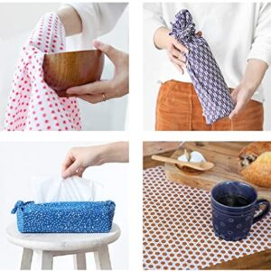 KOMESICHI irodori Japanese Traditional Towel Tenugui Japan Pattern B with Fray Prevention Processing Set of 3 with Tenugui Iroha (English Manual)