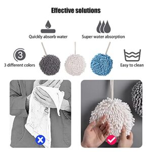 Chenille Hand Towel Ball,Super Soft/Quick Drying/Fast Dry/Strong Water Absorption/Microfiber Velvet,Cleaning Wash Cloths/Wipe/Puff/Dryer Sponge for Bathroom/Kitchen,with Hanging Loop/Wall Hook(3 Pcs)