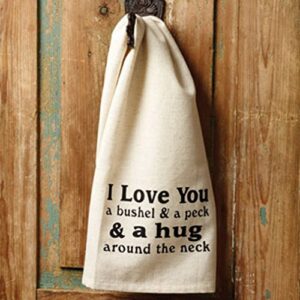 the country house collection i love you a bushel and peck 19 x 28 flax linen fabric decorative hand towel (one pack)