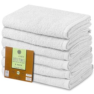 Cotton Bath Towels Set White 22" x 44" Pack of 6 Ultra Soft 100% Cotton Bath Towel White Highly Absorbent Daily Usage Bath Towel Ideal for Pool Home Gym Spa Hotel