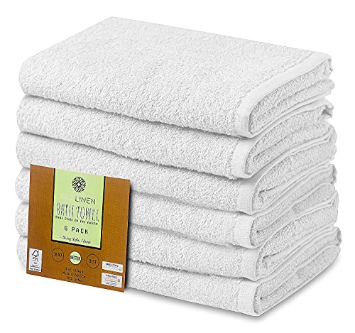 Cotton Bath Towels Set White 22" x 44" Pack of 6 Ultra Soft 100% Cotton Bath Towel White Highly Absorbent Daily Usage Bath Towel Ideal for Pool Home Gym Spa Hotel