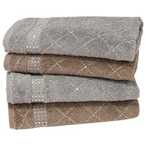 Sparkles Home Rhinestone Hand Towel with X Pattern, Set of 2, Black