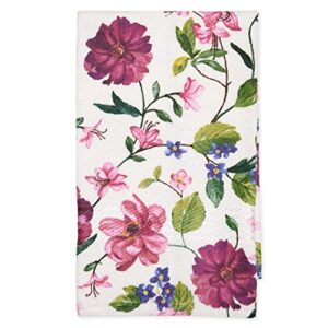 Cackleberry Home Floral Hand Towels for Bathroom Soft Absorbent Cotton Terry Print 20 x 30 Inches, Set of 2 (Cottage Garden)