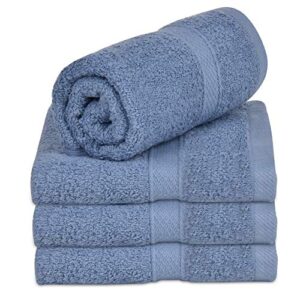 talvania hand towels - 100% cotton bathroom towel set hotel spa quality 600gsm - super soft absorbent - use for home bath hand face - 16” x 28” - set of 4 (blue)