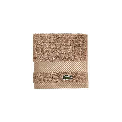 Lacoste Heritage Supima Cotton Wash Cloth, Sand, 13" x 13"