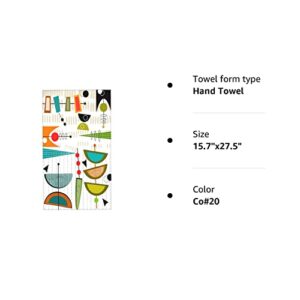COVASA Geometry Hand Towels for Bathroom,Set of 2,Mid-Century Modern Abstract #56,Soft Absorbent Small Bath Towel Kitchen Dish Guest Towel for Men Women,Bathroom Decor 15.7"x27.5"