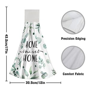 Giwawa Home Sweet Home Hanging Kitchen Towels Green Leaves Hand Tie Towel Set of 2 Fast Drying Dish Tea Towels for Bathroom Toilet Gym Decor