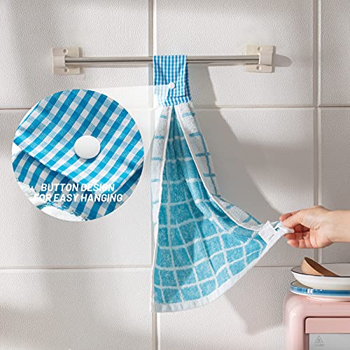 Gemto 2 Pack Hanging Hand Towels 100% Cotton Kitchen Towels, Quick Dry Hanging Tie Towels Soft Breathable Water Absorbent Dish Wipe Cloth for Kitchen, Bathroom, Blue